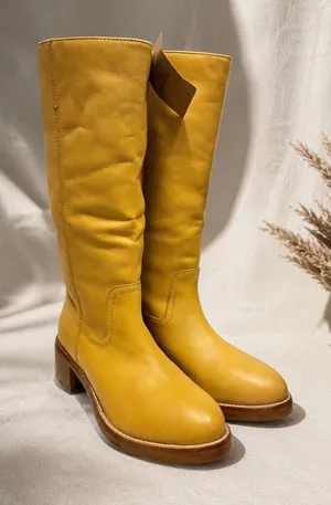 Frye Camryn Tall Banana Leather Boots Boho Western Riding Pull On 8.5 NWT thumbnail 1
