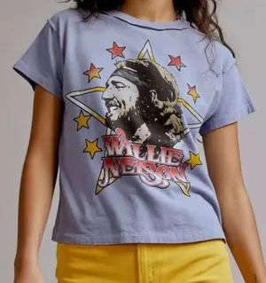 Daydreamer Willie Nelson In Stars Reverse Girlfriend Tee Size XL NWT thumbnail 1