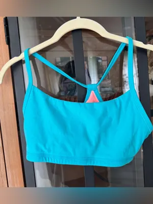BuffBunny Collection reversible sports bra workout top coral neon sky blue thumbnail 3