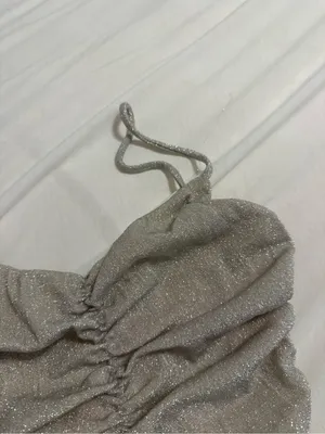 Princess Polly Sparkle Ruched Crop Top - Silver thumbnail 3