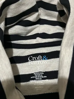 croft & barrow Black and Cream‎ Striped Turtleneck thumbnail 3