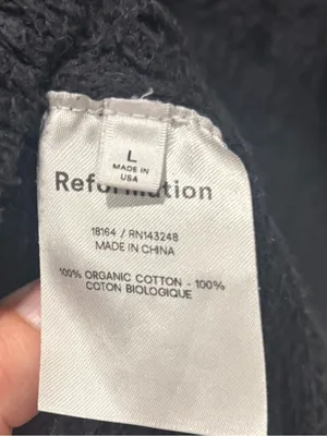 Reformation Black Teddy Crop Sweater Bralette | Size Large | 100% Organic Cotton thumbnail 5