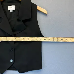 SNDYS Womens Black Cropped Button Up‎ Vest Notched Lapel Size S Small thumbnail 3