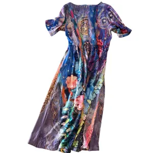 Women's Long Short Sleeve Vibrant Dress #260604 thumbnail 7