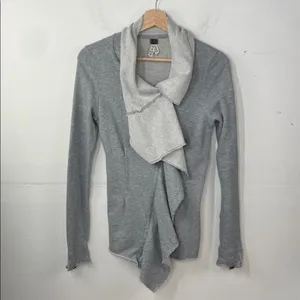 We the Free Free People Ebb and Flow Zip Up Ruffle Sweatshirt size XS Gray thumbnail 3