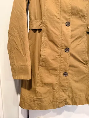 Eddie Bauer Size XS Tan Khaki Button Front Lined Mid Length Trench Coat Jacket thumbnail 4
