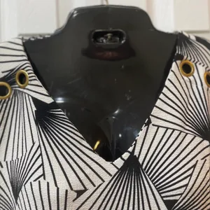 Elegant Black and White Patterned Mini Dress thumbnail 4