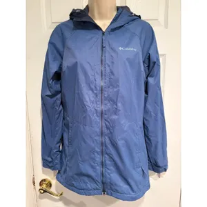 Columbia Womens Small Blue Hooded Rain Jacket Windbreaker Lightweight Coat thumbnail 2