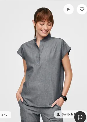 FIGS Rafaela Scrub Top Graphite thumbnail 1