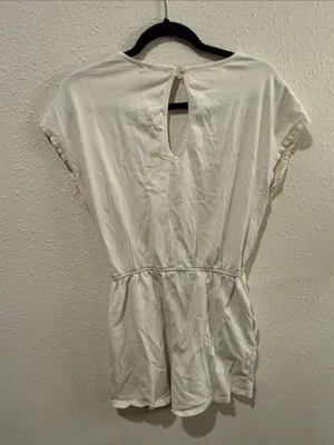 Z Supply Cream Short Sleeve Romper with Elastic Waist thumbnail 3