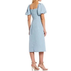 NWT Sachin & Babi Blue Floral Matelasse Puff Sleeve‎ Midi Dress Size 2 Coquette thumbnail 13