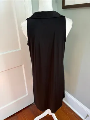 Vintage 1990s J Valdi Black Stretch Sleeveless Dress Knee Length size Large thumbnail 4