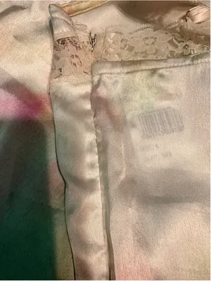 Nasty Gal Satin Tie-dye Lounge Romper with Lace Trim Size 4 Off-White Pastel thumbnail 7
