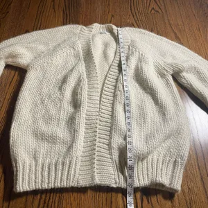 Calme Chunky Knit Alpaca Wool Cardigan Sweater Cream Size M thumbnail 3