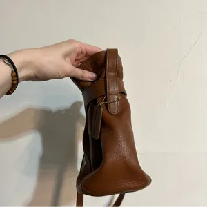 Vintage Coach 4156 Toffee Brown Leather Soho Belted Bucket Buckle Pouch Bag thumbnail 3