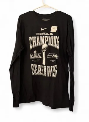 NWT Nike Seattle Seahawks Super Bowl LX Champs Locker Room Shirt Med $55 MSRP thumbnail 1