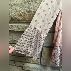 Abercrombie & Fitch flowy boho light pink print tassel top blouse medium thumbnail 9