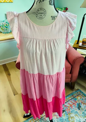 Pink J.Crew Dress Tiered thumbnail 1