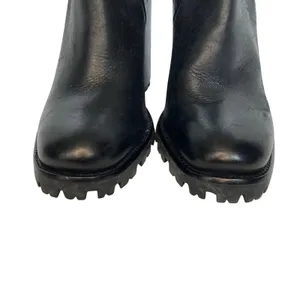 Schutz Black Leather Sock Top Lug Chunky Boots Size 6B thumbnail 4