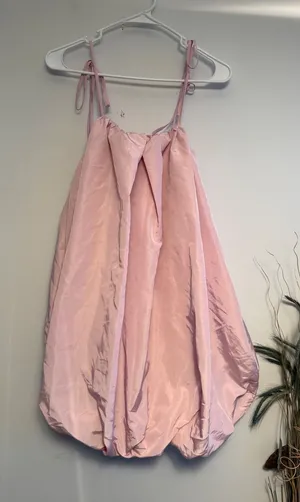 Old Navy The Occasion Pink Bubble Hem Mini‎ Dress Tie Strap Tall Medium 303 thumbnail 1