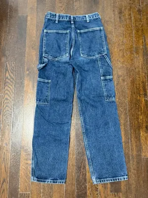 Brandy Melville Carpenter Dark Blue Straight-Leg Double Knee Jeans thumbnail 2