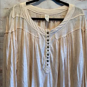 We the free Henley hi low hemline peach oversized thumbnail 3