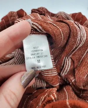Boutique Rust Pinstripe Wide Leg Pants Size M thumbnail 7