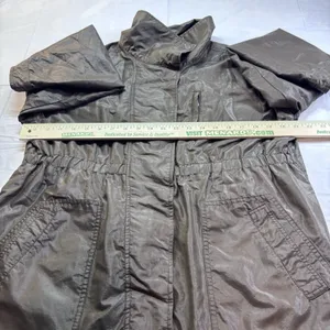 Liz Claiborne Lightweight Utility Jacket Women's L Metallic Brown Zip Snap Waist thumbnail 15