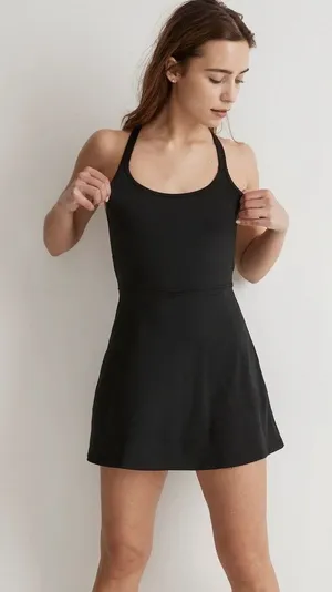 Madewell Flex Cutout Fitness A-Line Stretch Mini Dress Black Size XS thumbnail 1