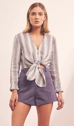 The Fifth Label Guide Stripe Top Tie Front‎ Blouse Blue White NWT S thumbnail 1