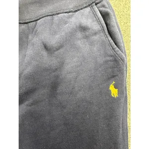 Polo Ralph Lauren Womens L Navy Fleece Sweatpants Yellow Pony Drawstring thumbnail 2
