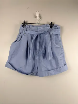 We The Free People Nova Denim Paper Bag High Rise Shorts Blue medium thumbnail 2