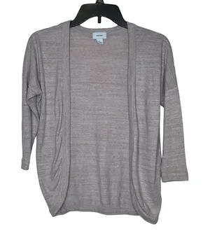 Old Navy Women's Cardigan Open Front 3/4 Sleeve‎ Tight-Knitted Gray Sz. Small thumbnail 1