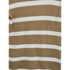 Abercrombie & Fitch Soft AF Tan White Striped Ribbed Sweater Mini Dress Womens S thumbnail 5
