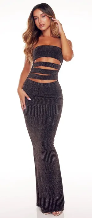 White Fox Boutique Strapless Brown Dress thumbnail 1