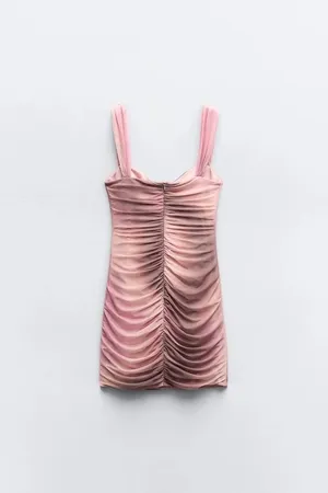 Zara Ruched Mini Dress - Dusty Rose Size Small thumbnail 3