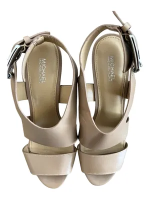 MICHAEL Michael Kors Carla Nude Leather Platform Sandals Heels Size 8M thumbnail 6