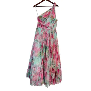 Hutch Philippa One Shoulder Floral Pleated Tulle Midi Dress Size 6 NWT thumbnail 2