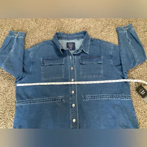 Cavalini Clothing Dark Wash Denim Shirt Jacket Shacket 3X NWT thumbnail 6