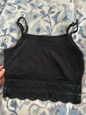 Black lace bottom crop top thumbnail 3