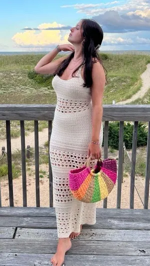Anthropologie Crochet Dress Cream thumbnail 1