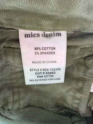 Mica Women’s Olive Cropped Raw Hem Denim Straight Leg Bottom Slit Pants Size 28 thumbnail 3