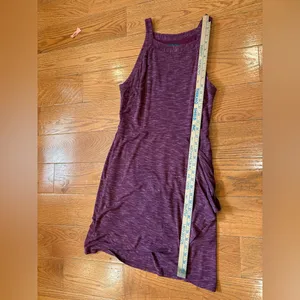 Maeve Anthropologie Asymmetrical Knit Dress Medium Maroon Boho Artsy Comfy thumbnail 5