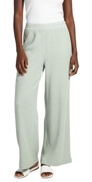 Aerie Waffle Knit Wide Leg Sweatpants Sage Green Cozy Cool Girl Lounge Size M thumbnail 1