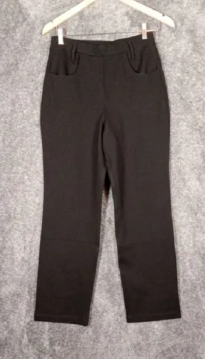 Quince Ultra Stretch Ponte Straight Leg 4 Pockets Black Office Capsule Wardrobe thumbnail 1