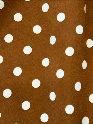 ZXQJ Brown Polka Dot Cold Shoulder Midi Wrap Dress Ruffle Pretty Woman Small S thumbnail 5