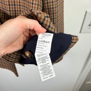 Madewell Caldwell Double Breasted Blazer Desert Check Dark Academia Womens Large thumbnail 6