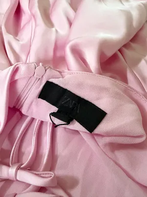 Pink Silk ZARA Dress Long thumbnail 5