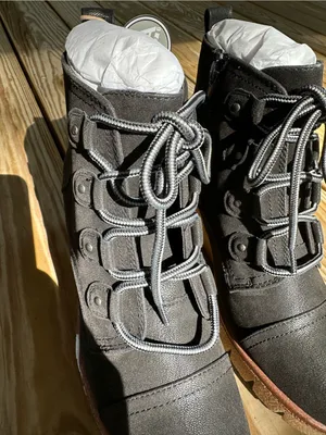 MIA Black Lace-Up Ankle Boots with Tan Contrasting Sole thumbnail 3
