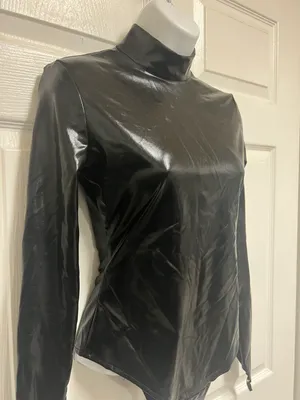 UNBRANDED Black PVC Leather Wet Look Bodysuit thumbnail 9